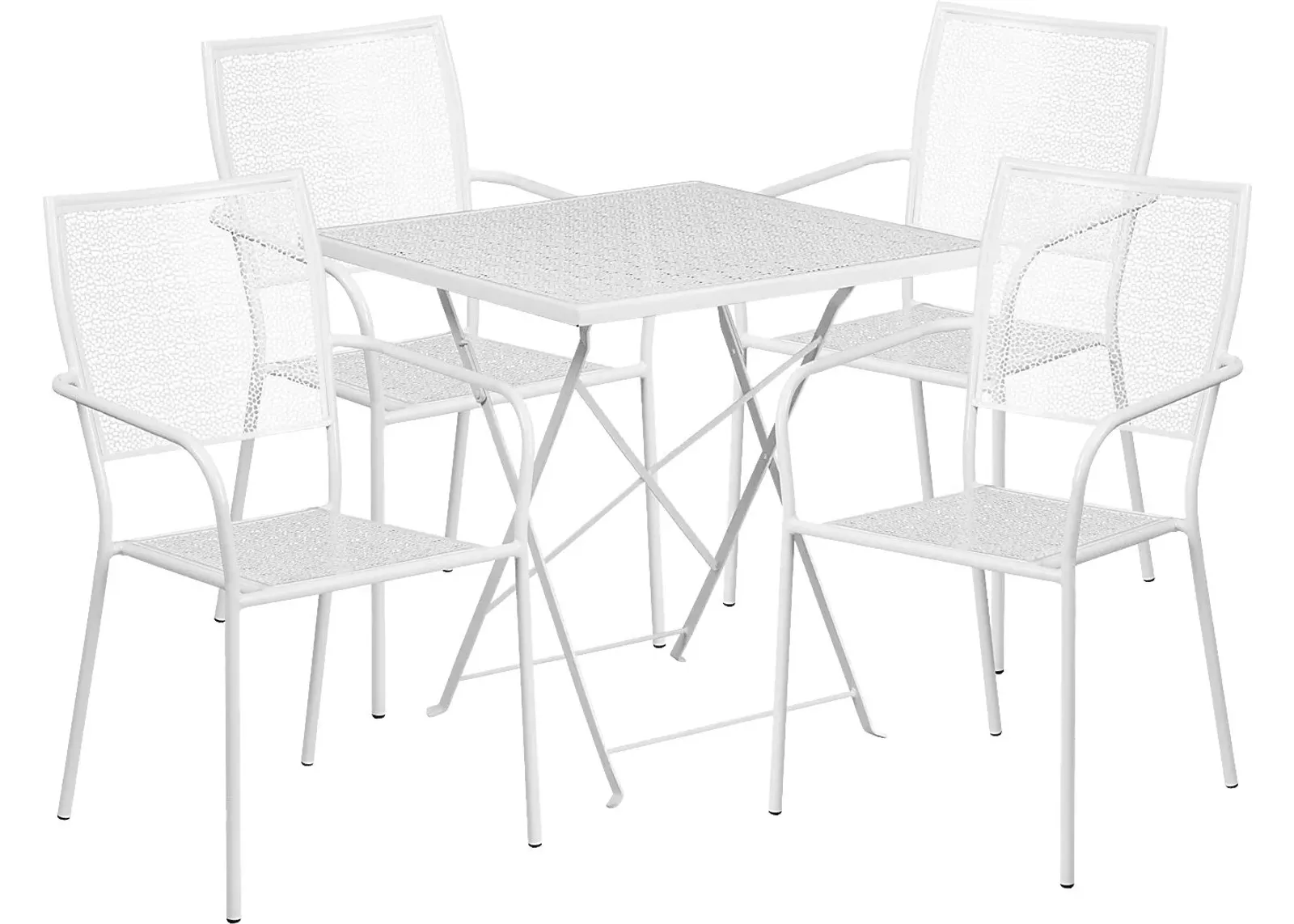 Lakeville White 5 Pc 28 in. Square Folding Patio Set