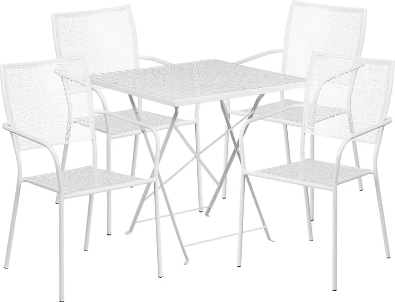 Lakeville White 5 Pc 28 in. Square Folding Patio Set