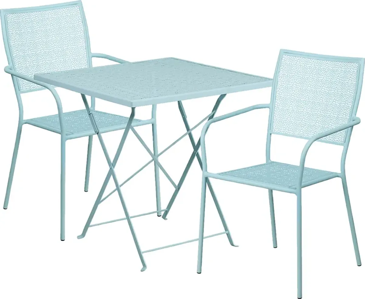 Lakeville Blue 3 Pc 28 in. Square Folding Patio Set