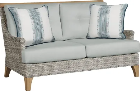 Hamptons Cove Gray Outdoor Loveseat with Mist Cushions