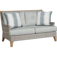 Cindy Crawford Home Hamptons Cove Gray Outdoor Loveseat with Seafoam Cushions