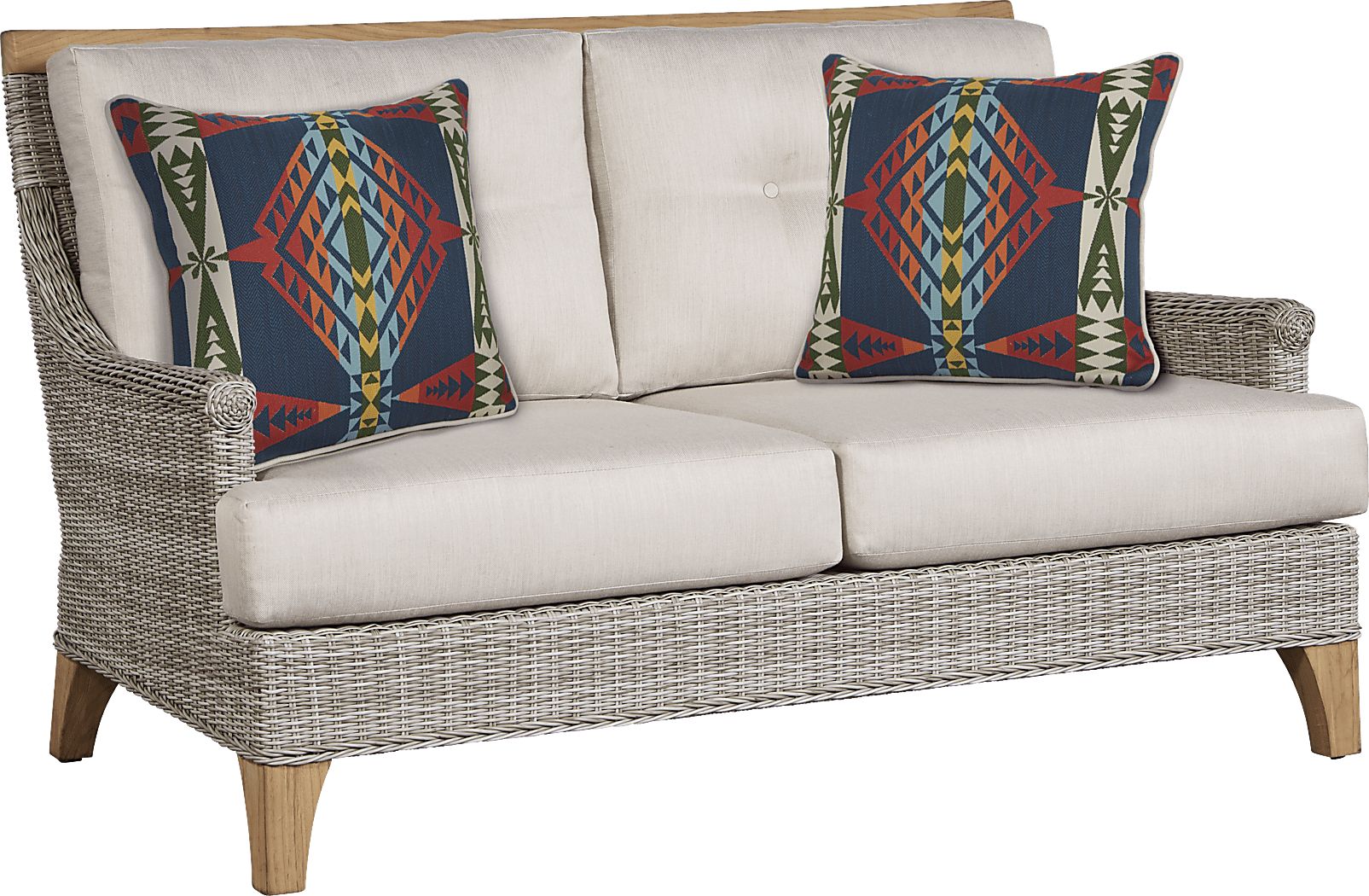 Cindy Crawford Home Hamptons Cove Gray Outdoor Loveseat with Flax Cushions