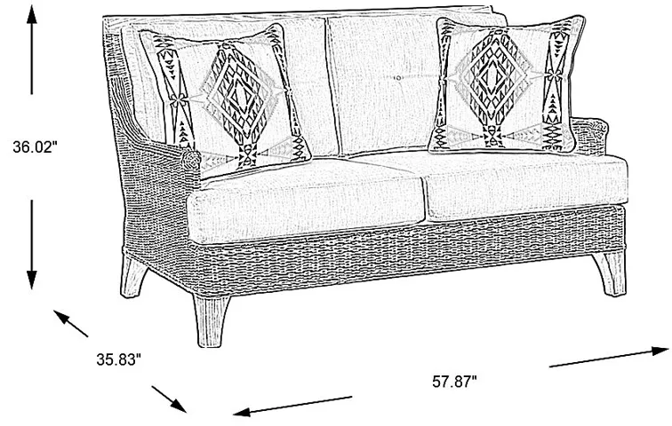 Hamptons Cove Gray Outdoor Loveseat with Denim Cushions