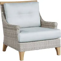Hamptons Cove Gray Outdoor Chair with Seafoam Cushions
