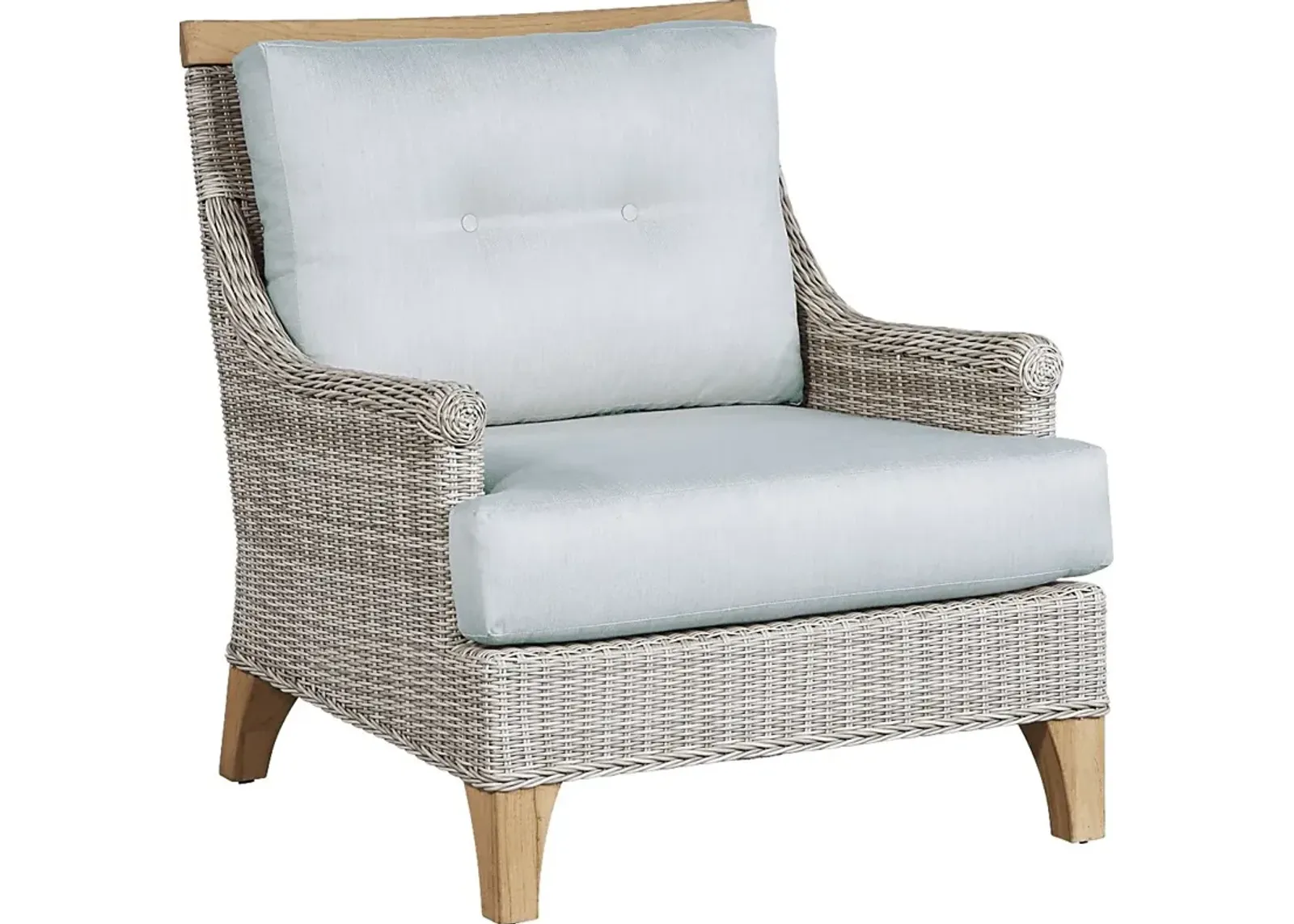 Hamptons Cove Gray Outdoor Chair with Mist Cushions