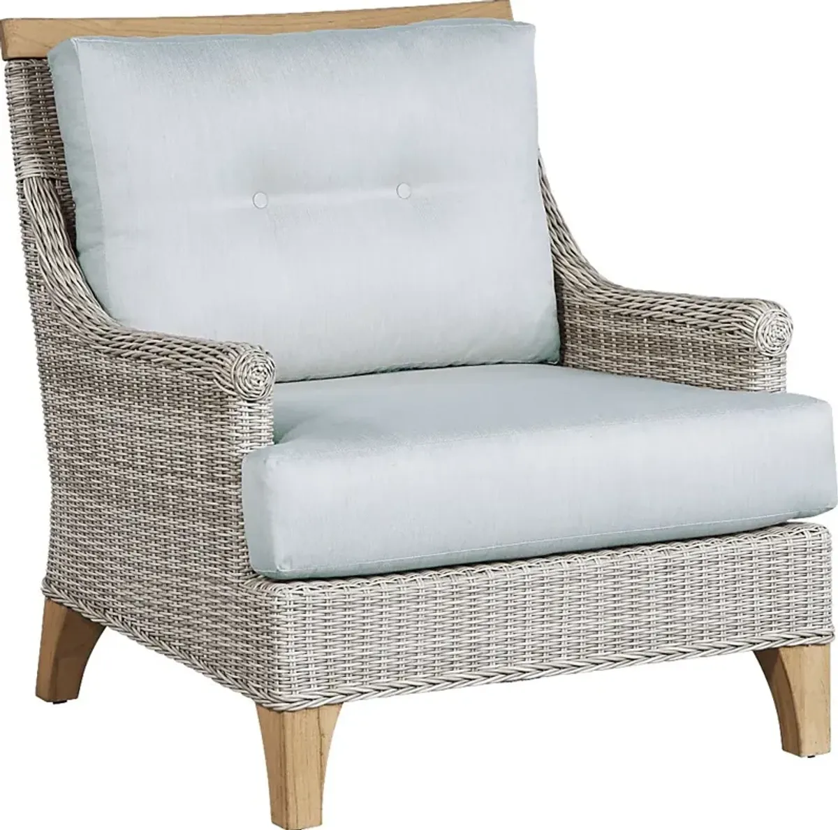 Hamptons Cove Gray Outdoor Chair with Mist Cushions