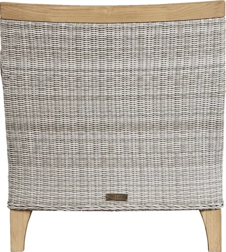 Hamptons Cove Gray Outdoor Chair with Flax Cushions