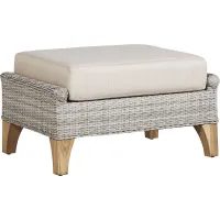 Cindy Crawford Home Hamptons Cove Gray Outdoor Ottoman with Flax Cushion
