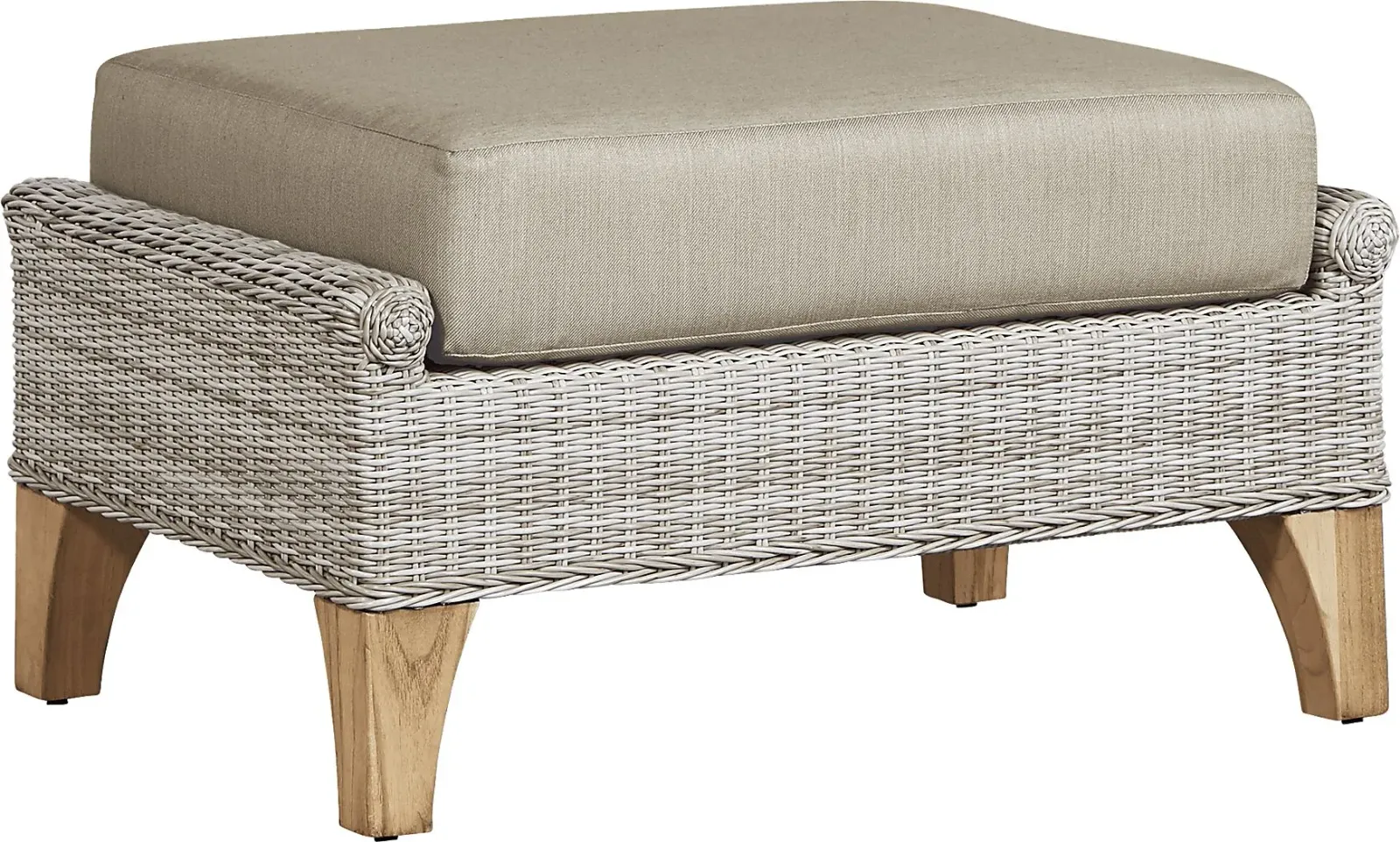 Hamptons Cove Gray Outdoor Ottoman with Pebble Cushion