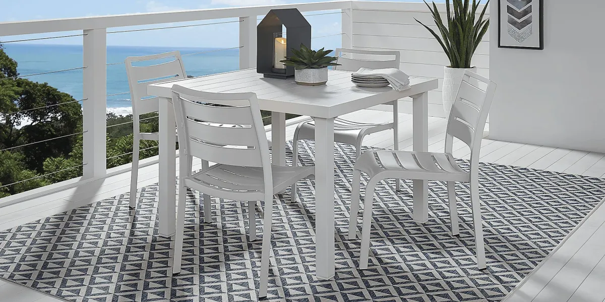 Park Walk White 5 Pc 40 in. Square Outdoor Dining Set