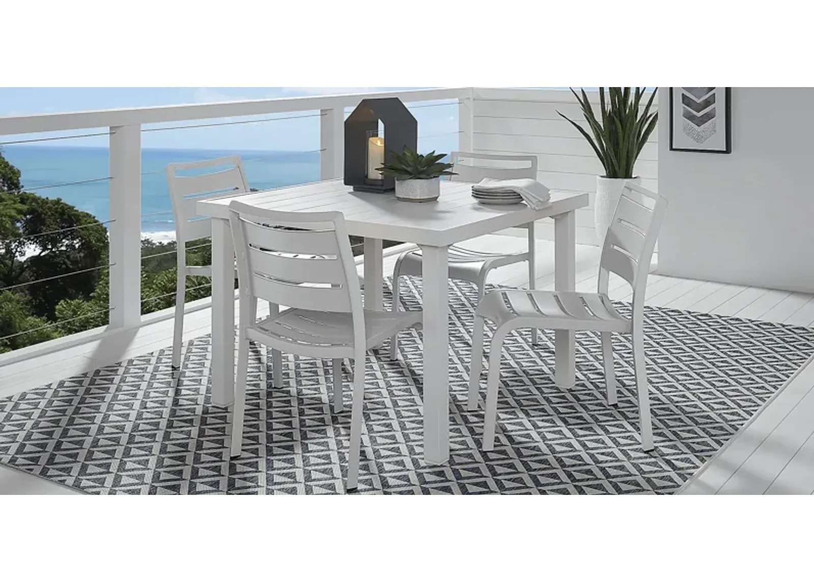 Park Walk White 5 Pc 40 in. Square Outdoor Dining Set