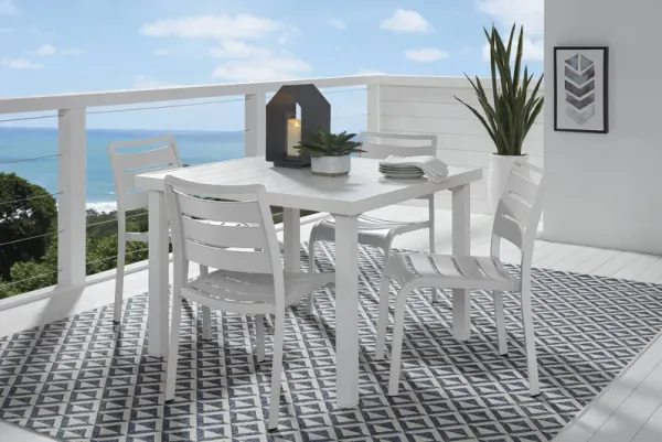 Park Walk White 5 Pc 40 in. Square Outdoor Dining Set