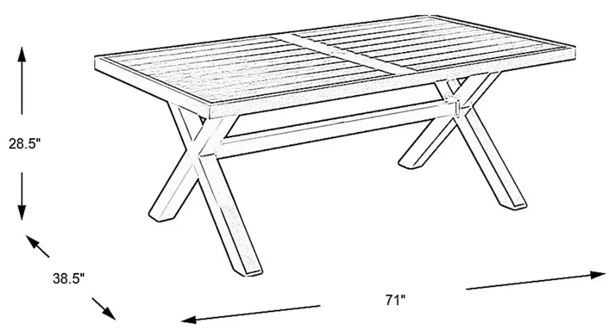 Rialto Brown 71 in. Rectangle Outdoor Dining Table