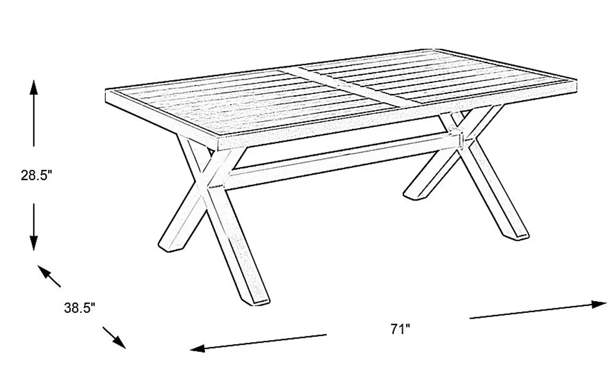Rialto Brown 71 in. Rectangle Outdoor Dining Table