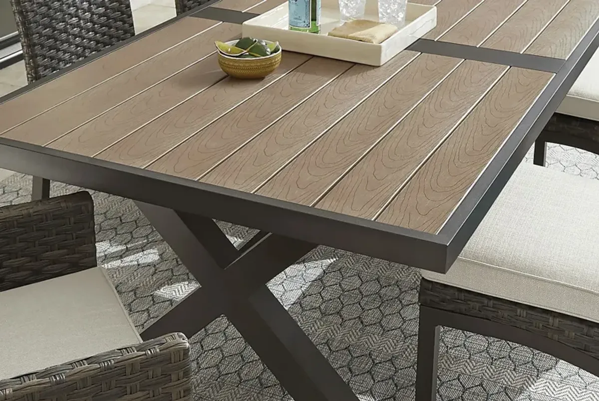 Rialto Brown 5 Pc 71 in. Rectangle Outdoor Dining Set with Aqua Cushions