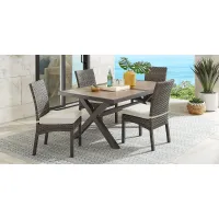 Rialto Brown 5 Pc 71 in. Rectangle Outdoor Dining Set with Putty Cushions