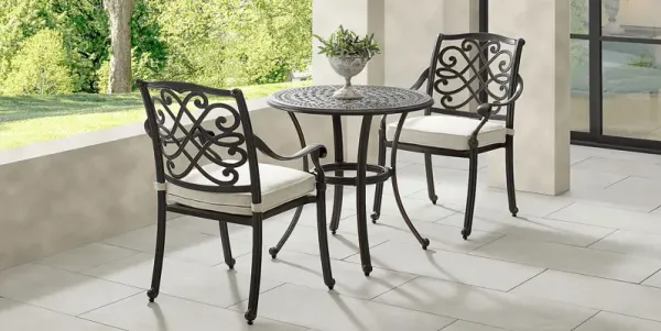 Carina Bronze 3 Pc 30 in. Round Outdoor Dining Set with Desert Cushions