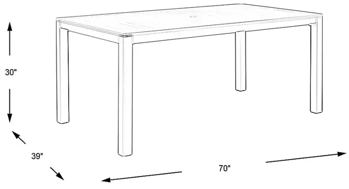 Solana White 70 in. Rectangle Outdoor Dining Table