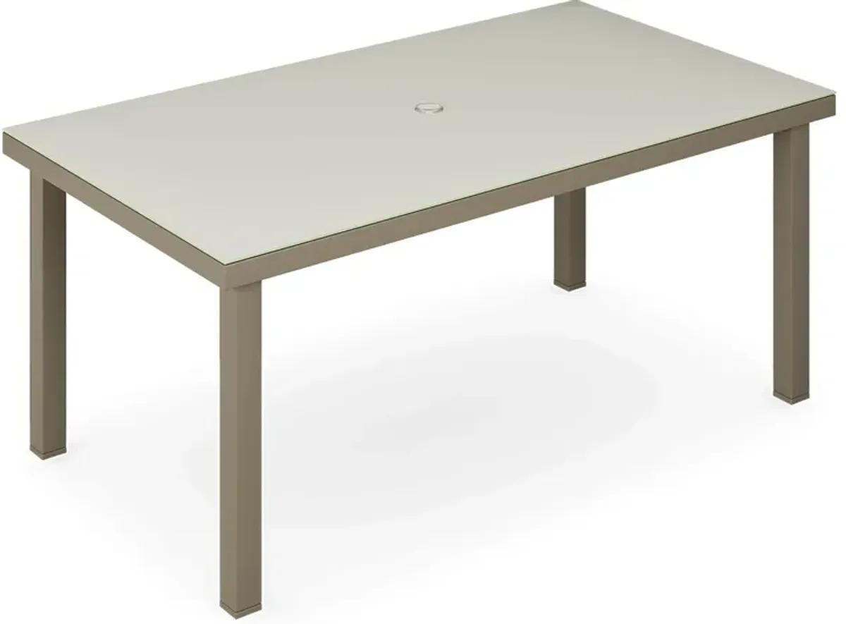 Solana Taupe 70 in. Glass Rectangle Outdoor Dining Table