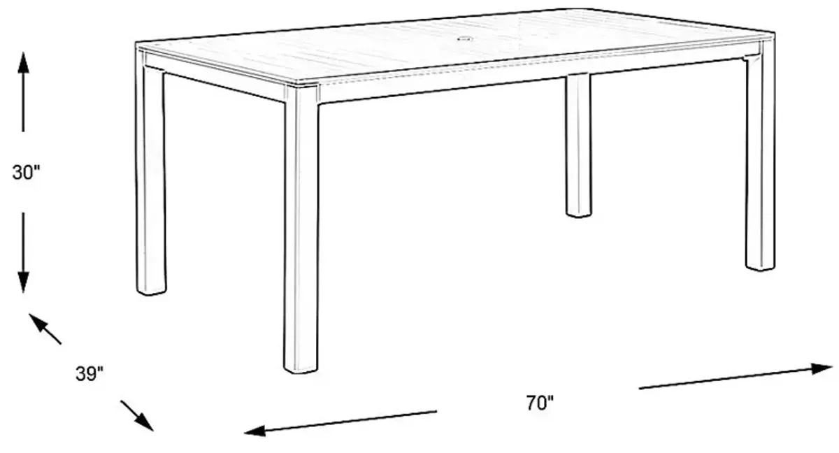 Solana Taupe 70 in. Glass Rectangle Outdoor Dining Table