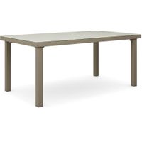 Solana Taupe 70 in. Glass Rectangle Outdoor Dining Table