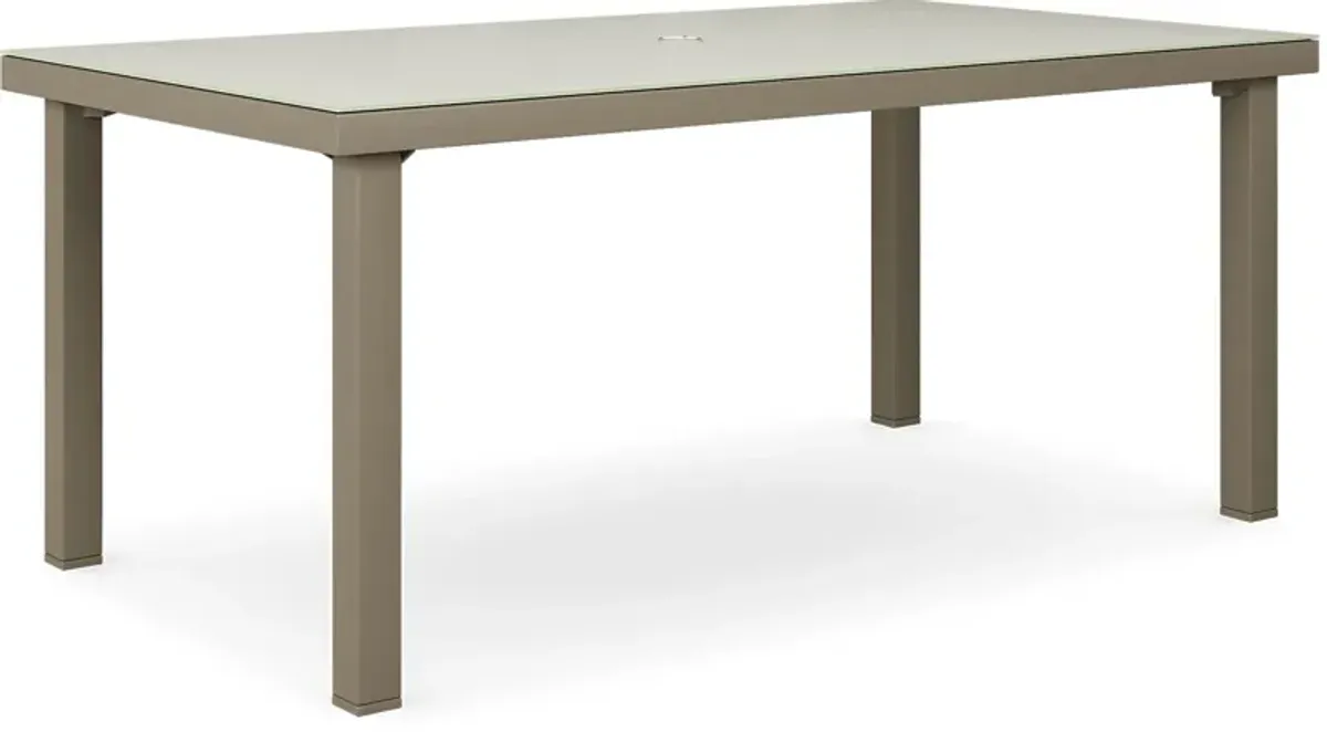 Solana Taupe 70 in. Glass Rectangle Outdoor Dining Table