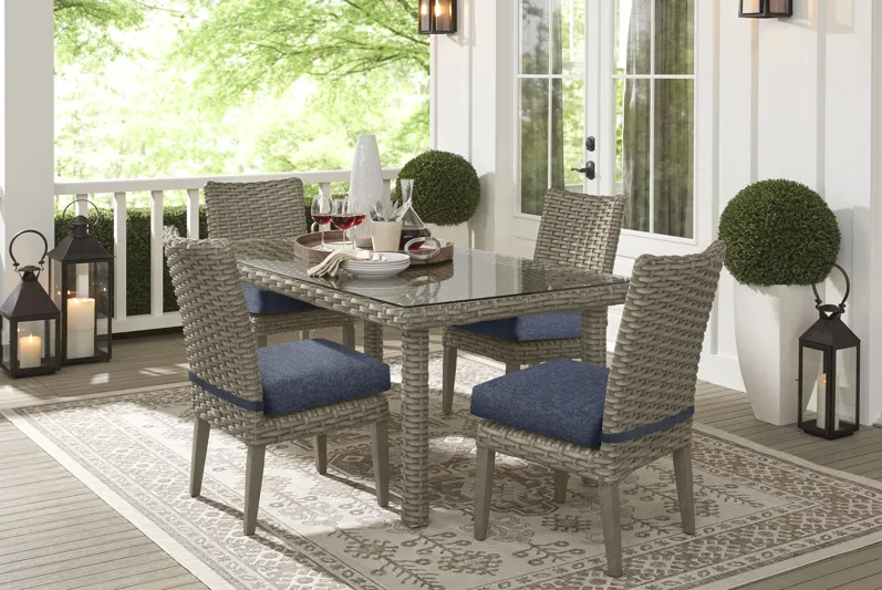 Siesta Key Driftwood 5 Pc Outdoor Dining Set with Ink Cushions