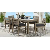 Lake Tahoe Gray 5 Pc Rectangle Outdoor Dining Set with Charcoal Cushions
