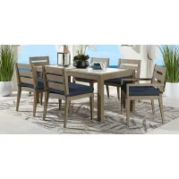 Lake Tahoe Gray 5 Pc Rectangle Outdoor Dining Set with Indigo Cushions