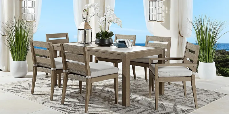 Lake Tahoe Gray 5 Pc Rectangle Outdoor Dining Set with Seagull Cushions