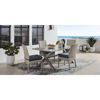 Sun Valley Light Gray 5 Pc Rectangle Outdoor Dining Set with Blue Cushions