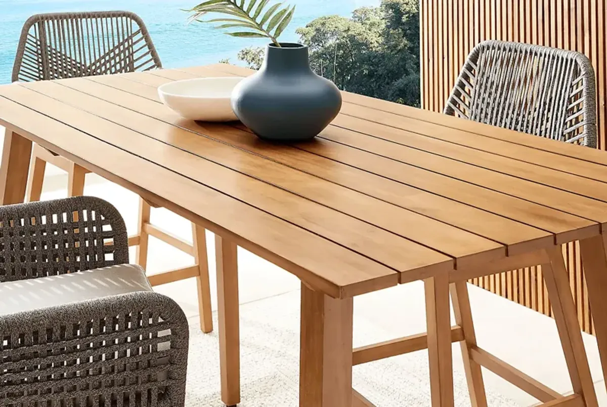 Tessere Natural 5 Pc Outdoor Dining Set with Gray Arm Chairs