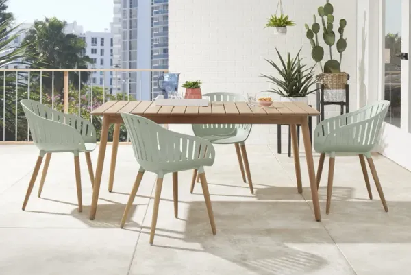 Nassau 5 Pc Rectangle Outdoor Dining Set with Green Chairs