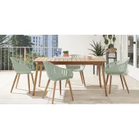 Nassau 5 Pc Rectangle Outdoor Dining Set with Green Chairs