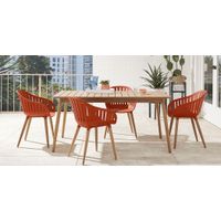 Nassau 5 Pc Rectangle Outdoor Dining Set with Orange Chairs