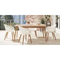 Nassau 5 Pc Rectangle Outdoor Dining Set with White Chairs