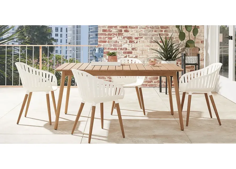 Nassau 5 Pc Rectangle Outdoor Dining Set with White Chairs