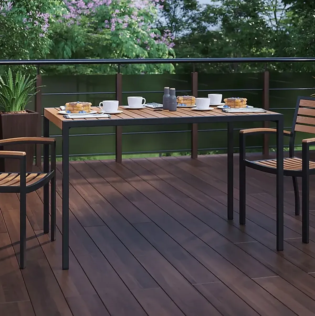 Outdoor Renoldor Brown Rectangular Dining Table