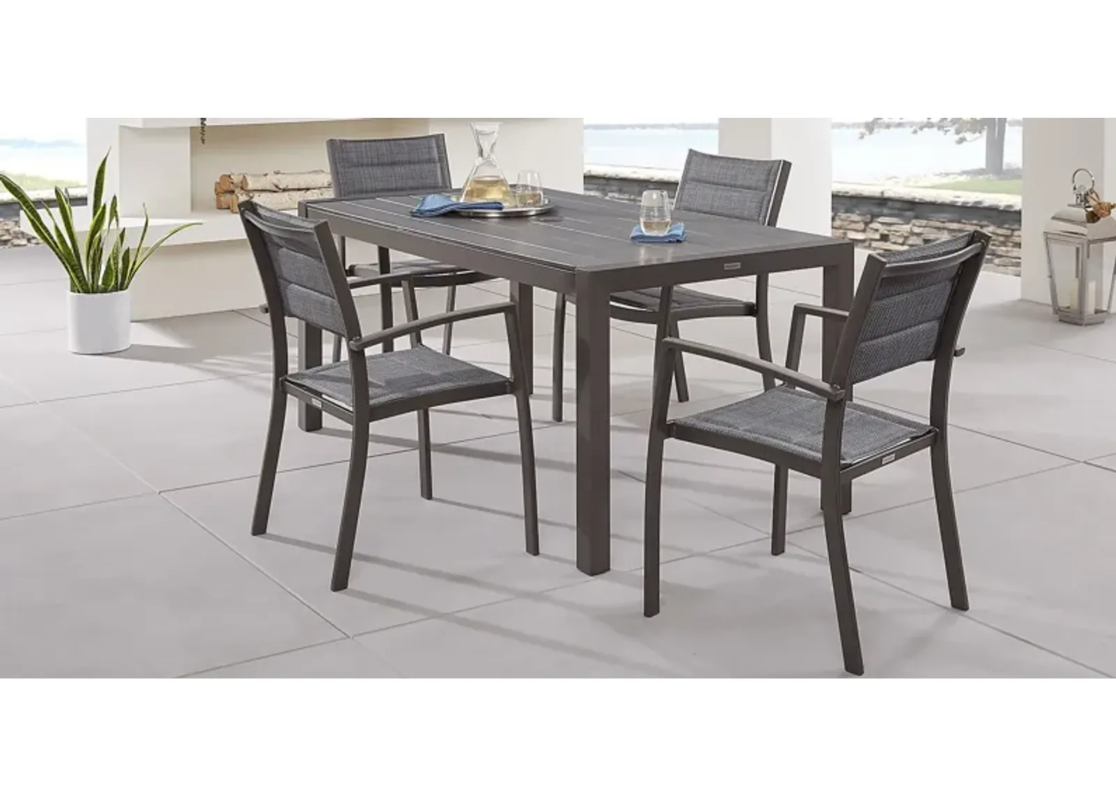 Ocean Tide Gray 5 Pc Outdoor Dining Set