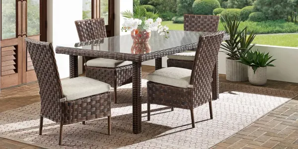 Mantra Brown 5 Pc Outdoor Dining Set with Ash Cushions