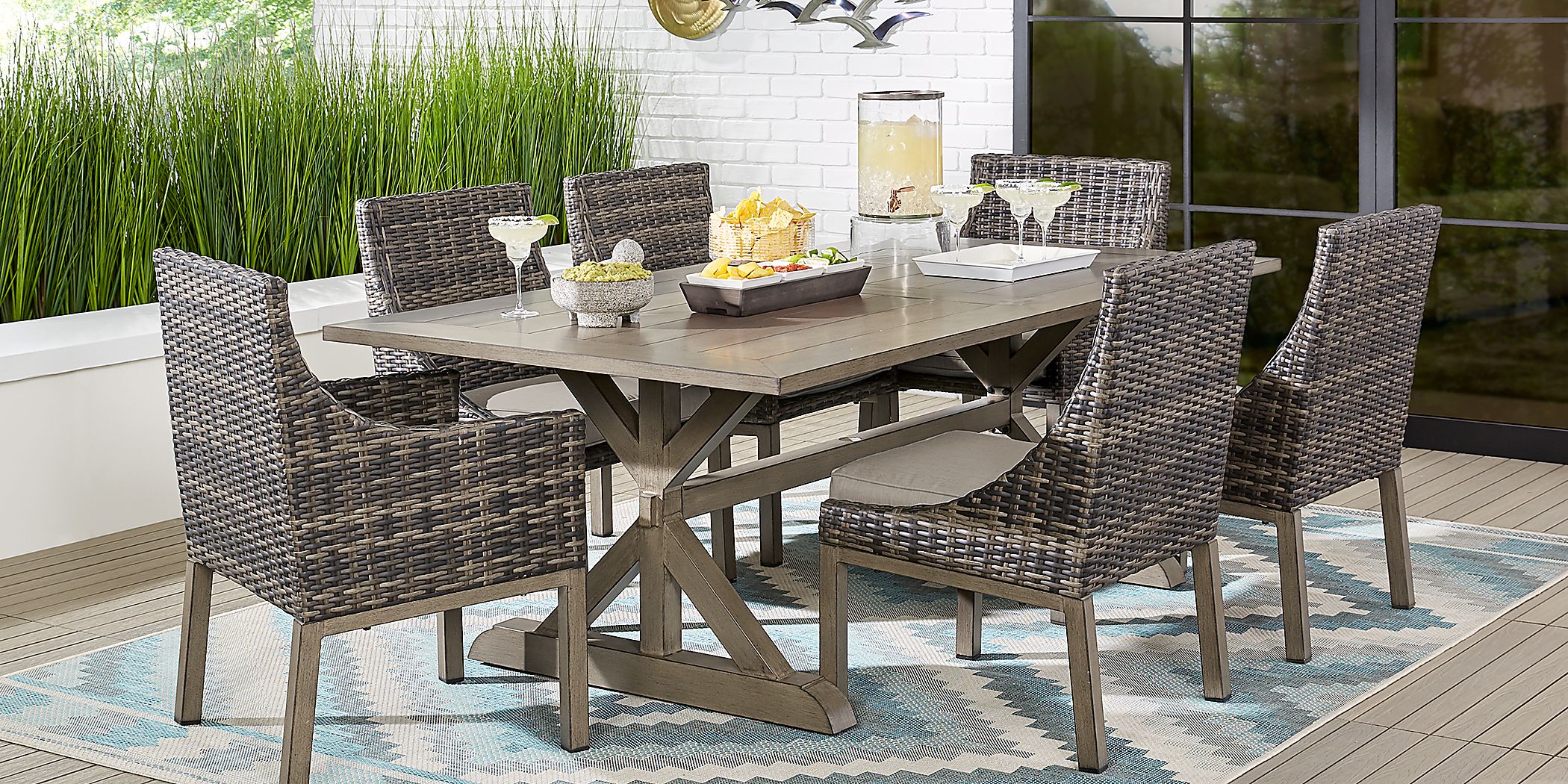 Montecello Gray 105 in. Rectangle Outdoor Dining Table