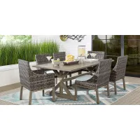 Montecello Gray 7 Pc 105 in. Rectangle Outdoor Dining Set with Mist Cushions