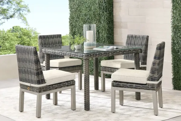 Montecello Gray 5 Pc Square Outdoor Dining Set with Twine Cushions