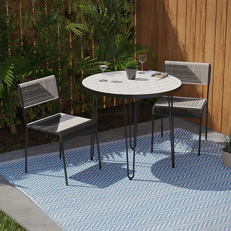 Outdoor Chalmette Black Dining 3pc Set