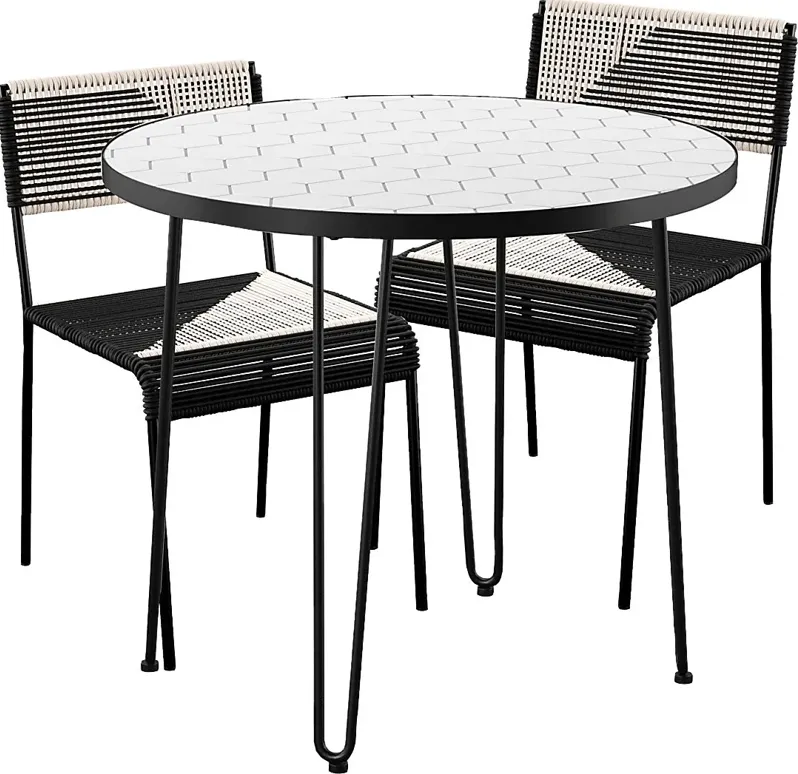 Outdoor Chalmette Black Dining 3pc Set