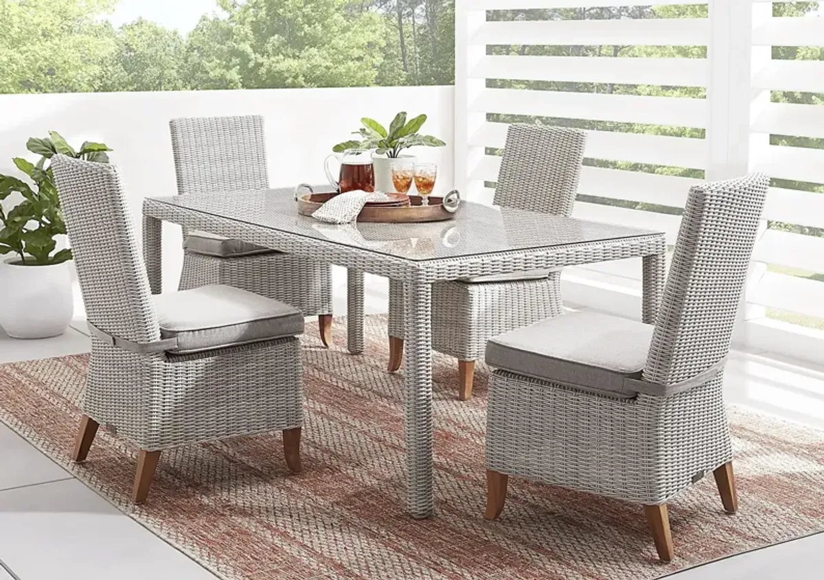 Patmos Gray 5 Pc Outdoor Dining Set with Mushroom Cushions