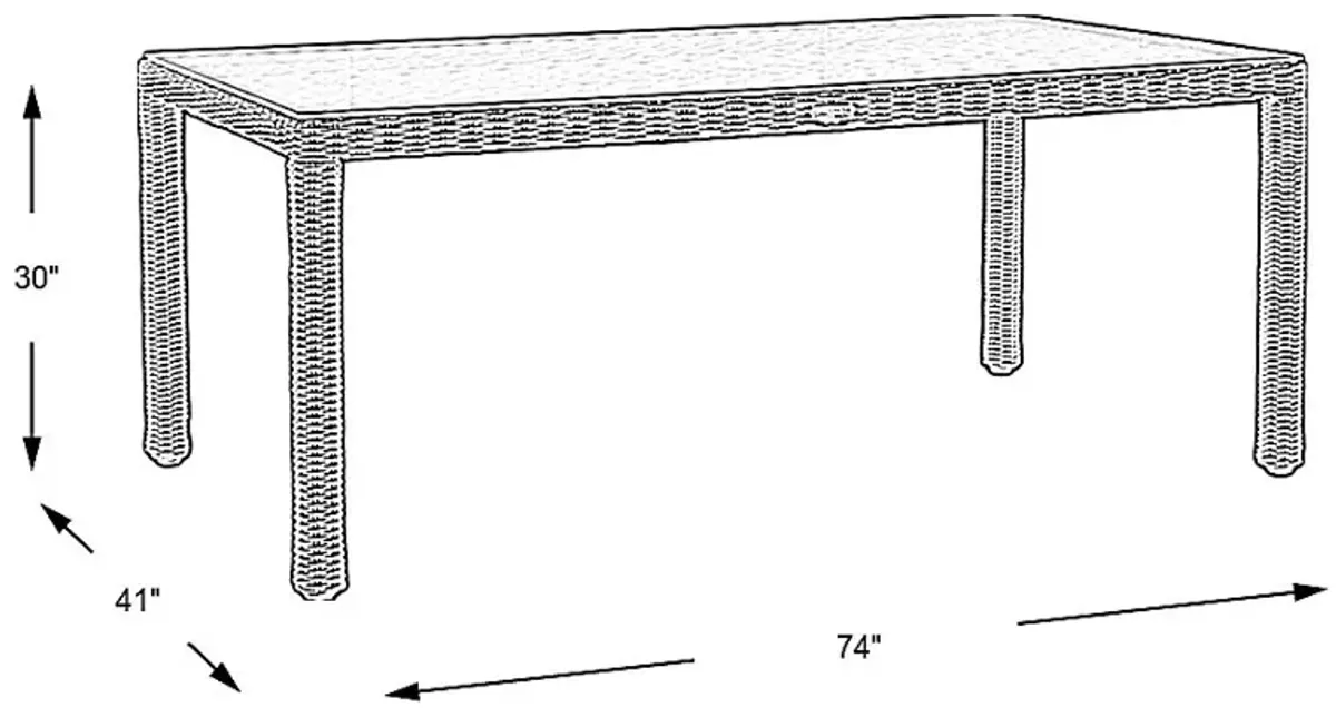 Patmos Gray Wicker Rectangle Outdoor Dining Table