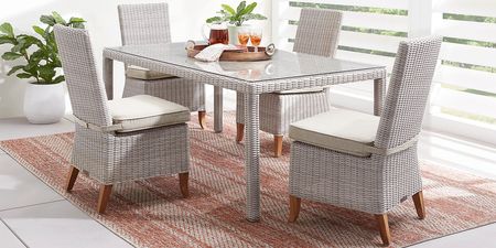 Patmos Gray 5 Pc Outdoor Dining Set with Linen Cushions