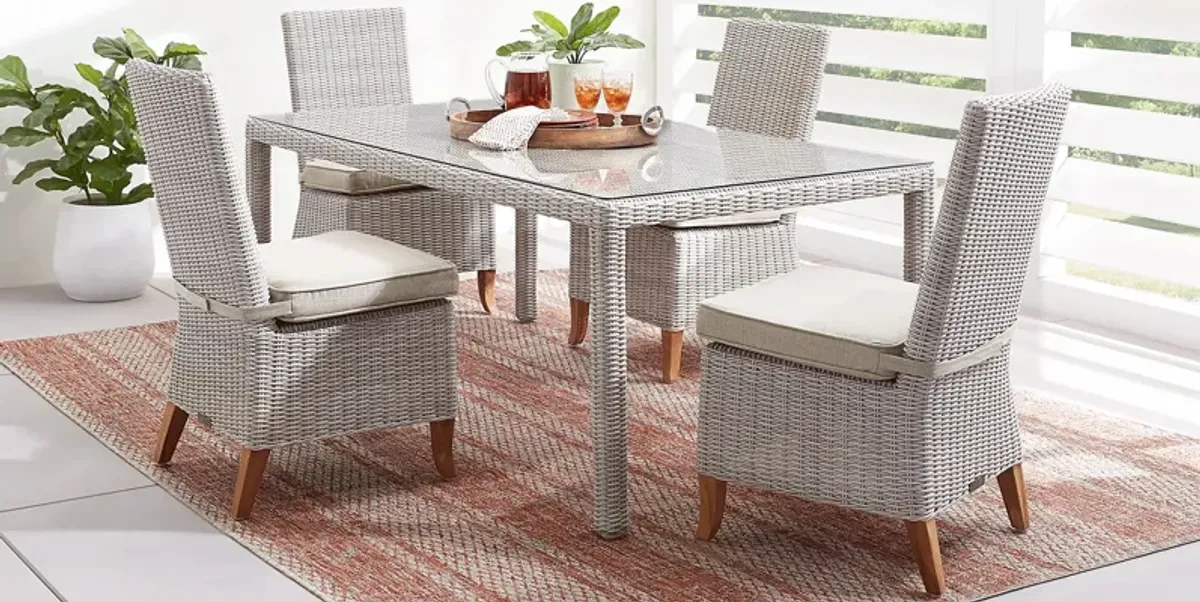 Patmos Gray 5 Pc Outdoor Dining Set with Linen Cushions