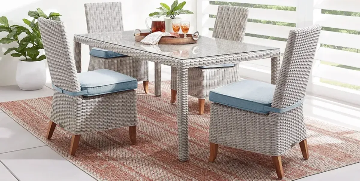 Patmos Gray 5 Pc Outdoor Dining Set with Steel Cushions